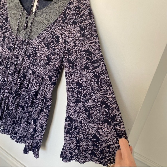 Anthropology Akemi & Kin Boho Bell Sleeve Peasant Blouse Sz Small - Picture 4 of 7